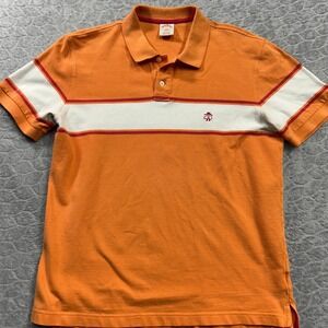 Brooks Brothers Orange White Red Striped Polo Shirt Men's Vintage Golf Casual, L